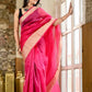 Magenta pink color kota silk saree with heavy golden zari border