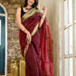 Maroon color kota silk saree with heavy zari golden border