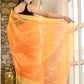 Golden yellow color kota silk saree with heavy golden zari border