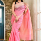 Baby pink color kota silk saree with heavy golden border