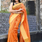 Orange color kota silk saree with heavy border