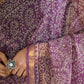 Purple hand block print pure kota doria saree