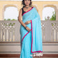 Sky Blue Pure Mul Cotton Saree