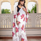 White Hand Printed Pure Mul Cotton Saree