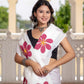 White Hand Printed Pure Mul Cotton Saree