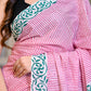 Pink Salli Hand Block Print Pure Mul Cotton Saree