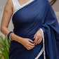 Blue saree with tussels
