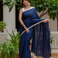 Blue saree with tussels