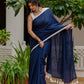 Blue saree with tussels