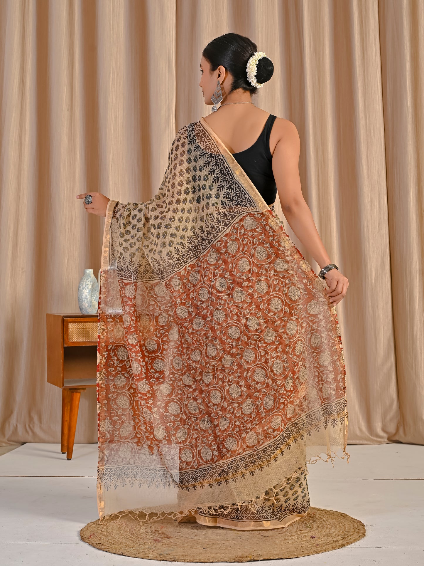 Bagru choti booti pure block printed saree