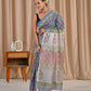 Blue jaal pure mul cotton saree