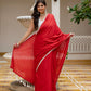 Red saree with tussels