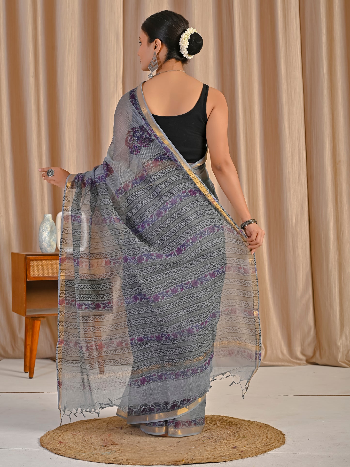 Grey boota pure kota doriya saree