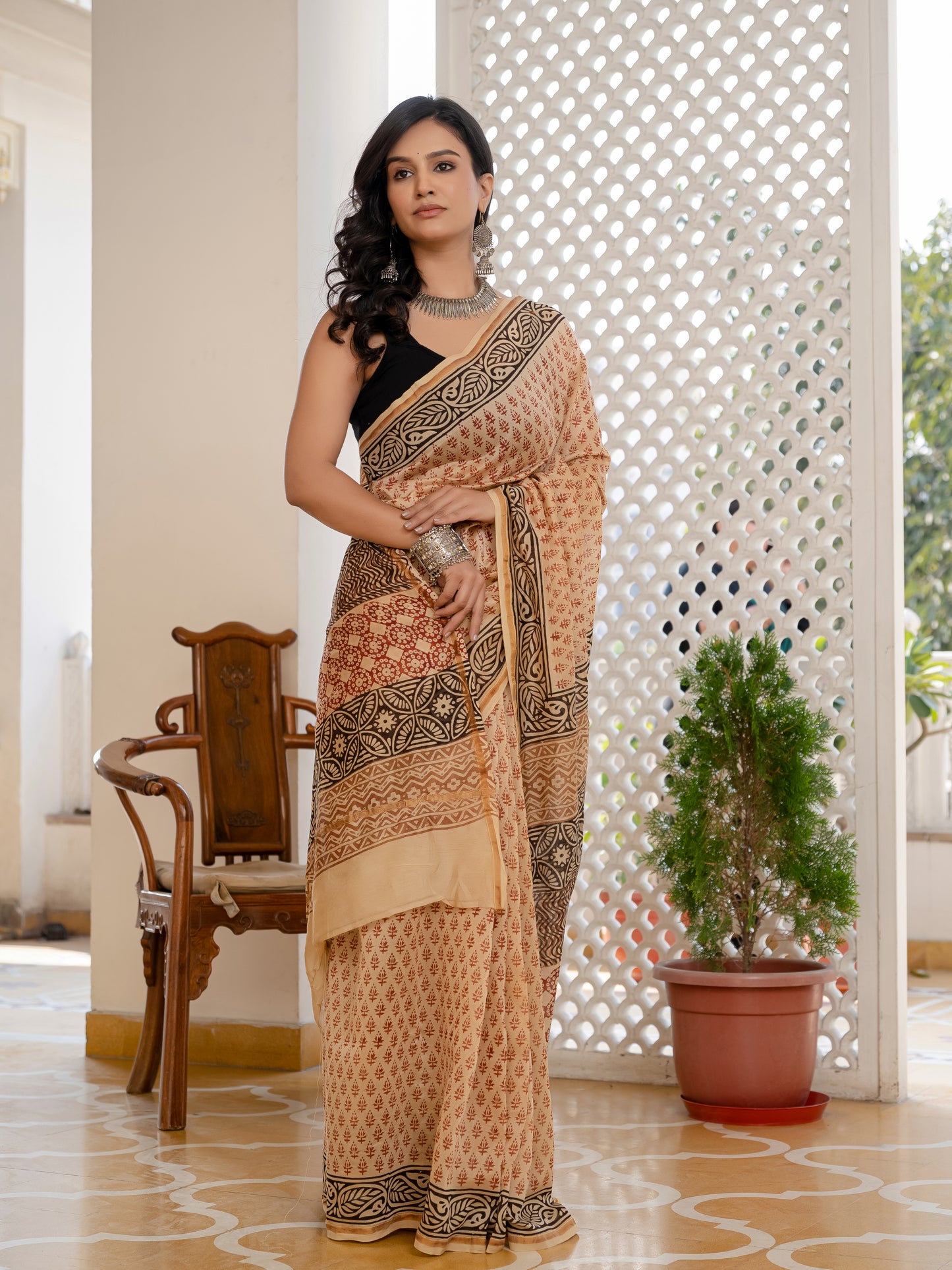 Bagh Printed Chanderi Silk Saree