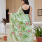 Pista green hand painted Chanderi Silk Saree