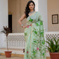 Pista green hand painted Chanderi Silk Saree