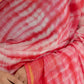 White & Red tie dye Chanderi Silk Saree