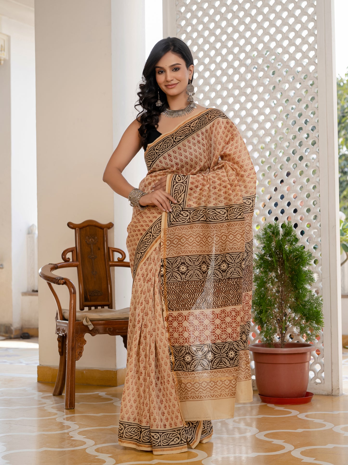 Bagh Printed Chanderi Silk Saree