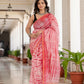 White & Red tie dye Chanderi Silk Saree