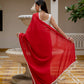 Red saree with tussels