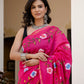 Pink hand painted Chanderi Silk Saree