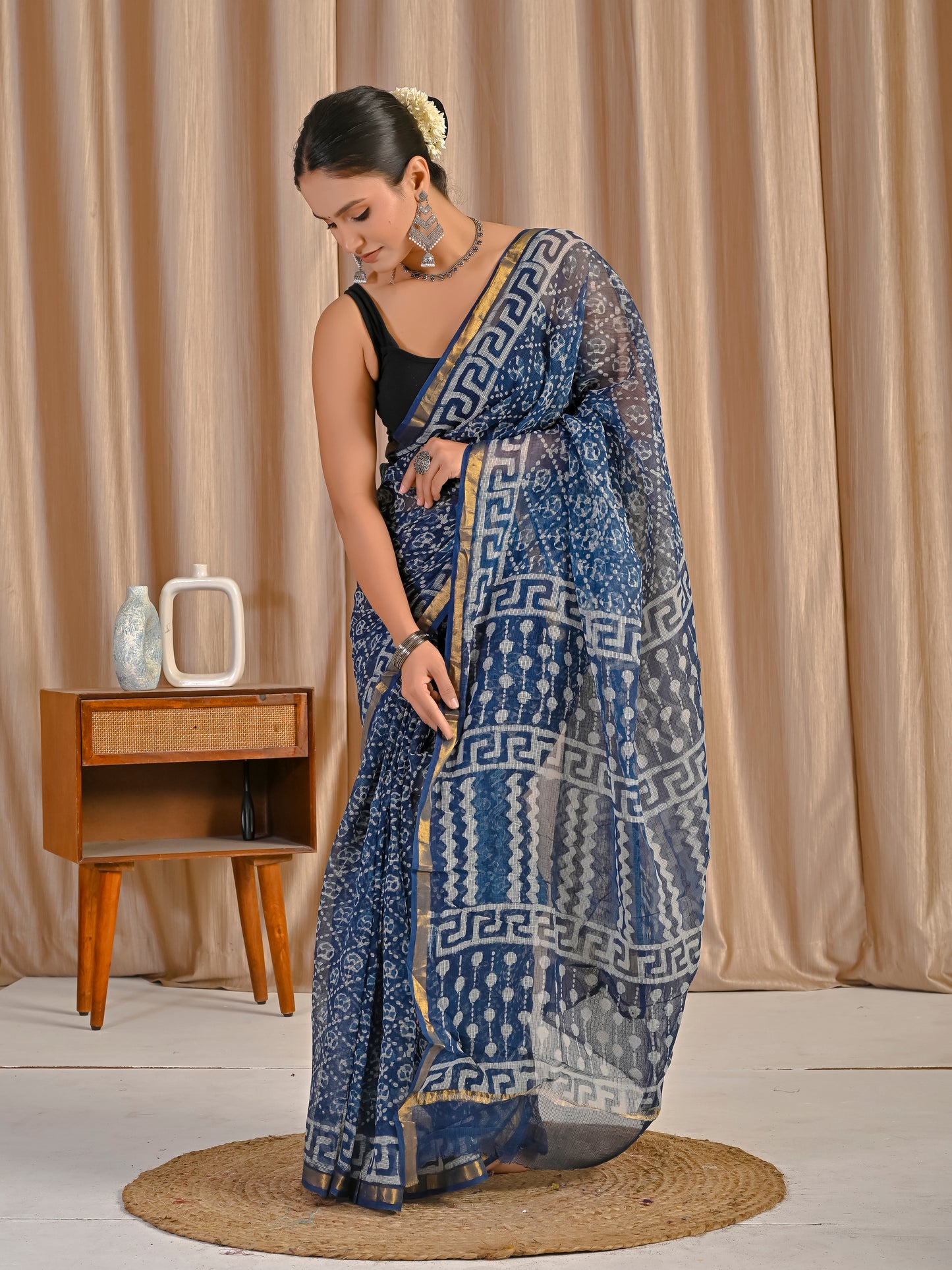 Indigo jaal kota doriya saree