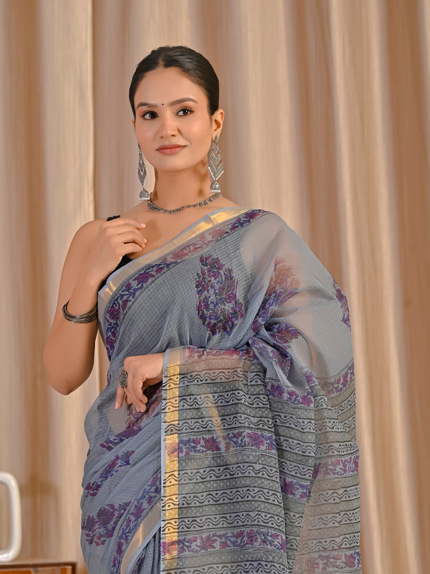 Grey boota pure kota doriya saree
