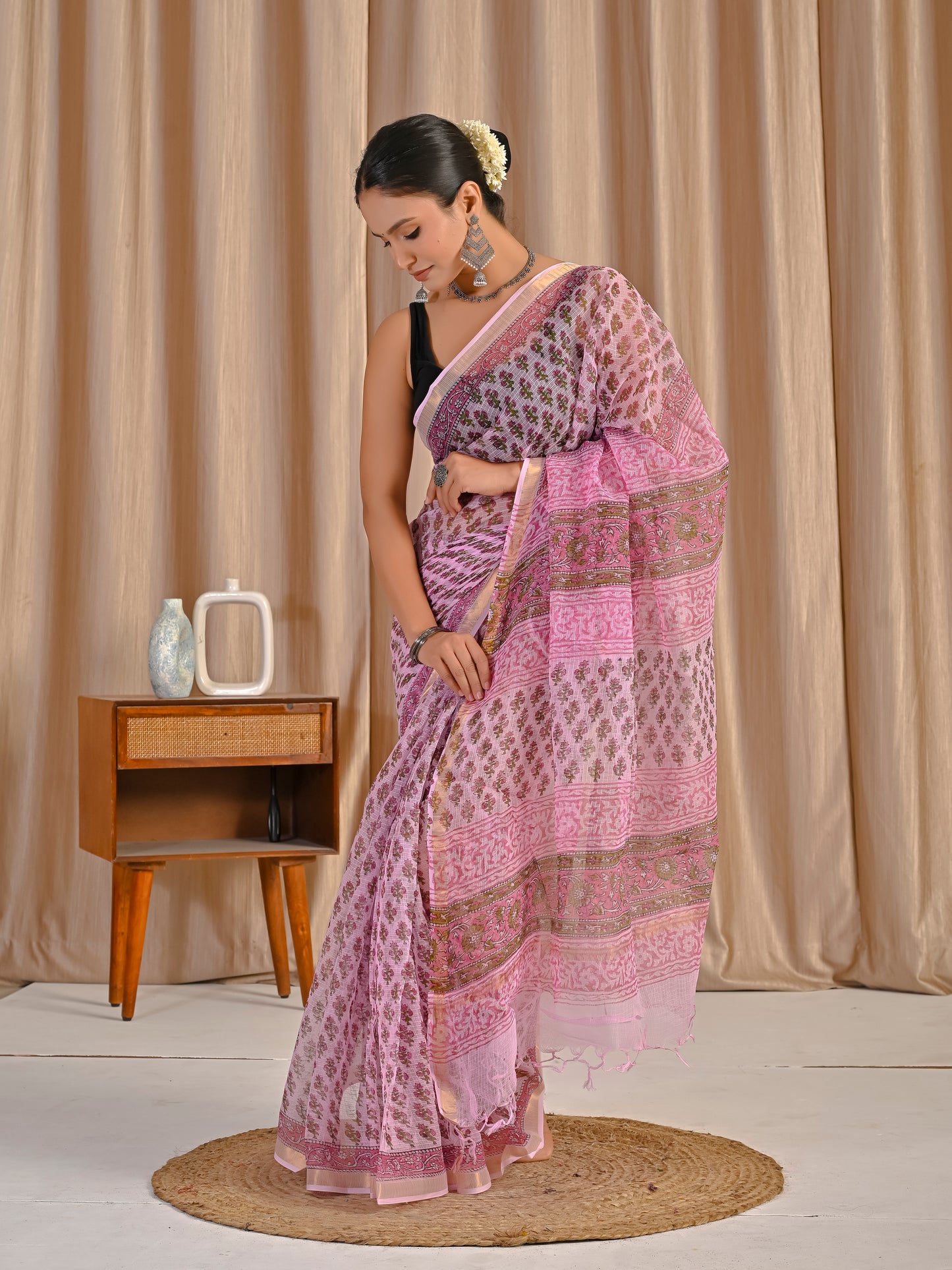 Pink bootie pure kota doriya saree