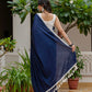 Blue saree with tussels