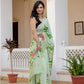 Pista green hand painted Chanderi Silk Saree
