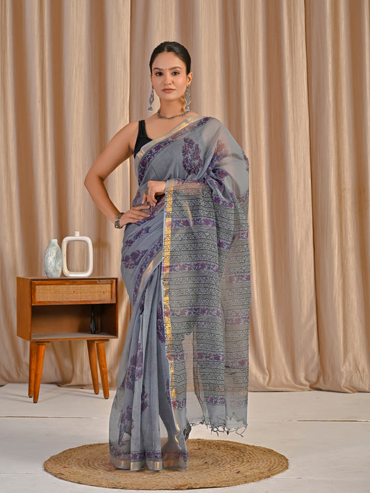 Grey boota pure kota doriya saree
