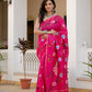 Pink hand painted Chanderi Silk Saree