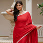 Red saree with tussels